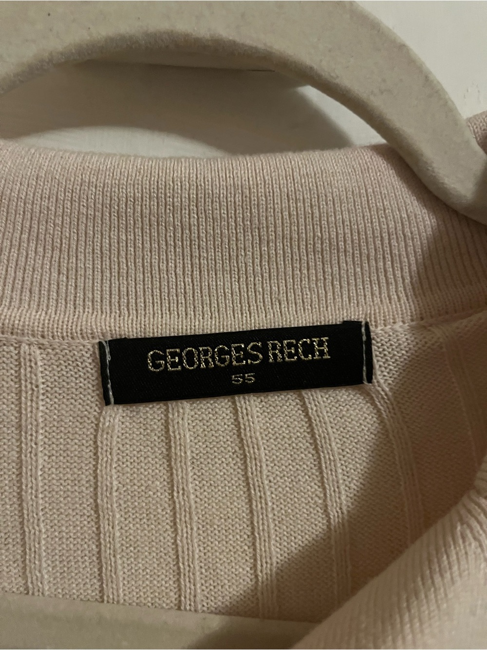 Georges Rech Cream Rib-Knit Scoop Neck Sweater